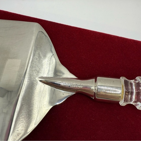 International Silver Compny Silver Plated Lasagna Server Glass Handle 12" In Box - Picture 5 of 6